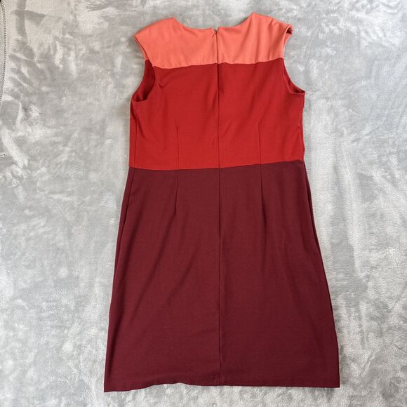 Talbots Women's Size 14 Sleeveless Colorblock Dress Red Pink Knee Length - Picture 7 of 7